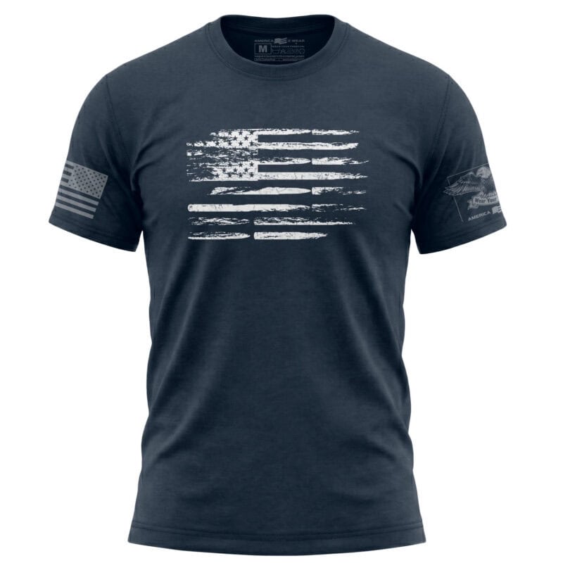 Bullet flag t-shirt with American flag made from bullets and ammunition - 2nd Amendment patriotic shirt for gun rights supporters