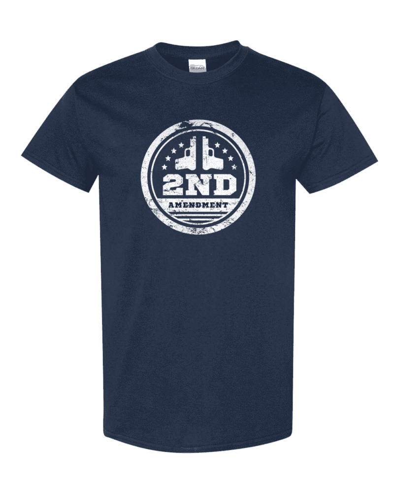 2nd Amendment Support Distressed Badge T-Shirt - Patriotic Tee for Gun Rights Supporters