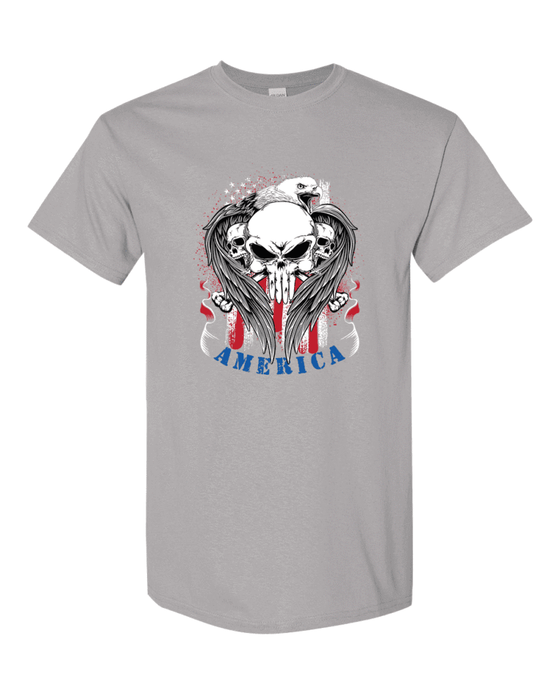 American Eagle And Skulls T-shirt - Patriotic Tee with Eagle and Skull Design