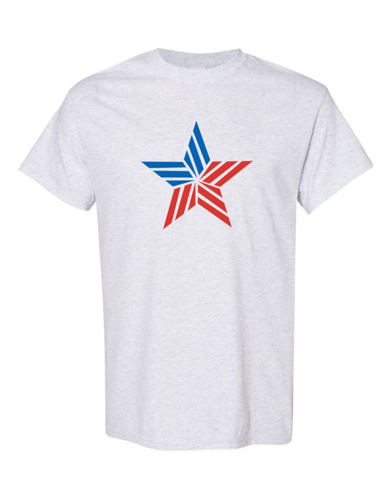 American patriotic star t-shirt with red and blue stars in flag colors - premium cotton shirt celebrating American freedom