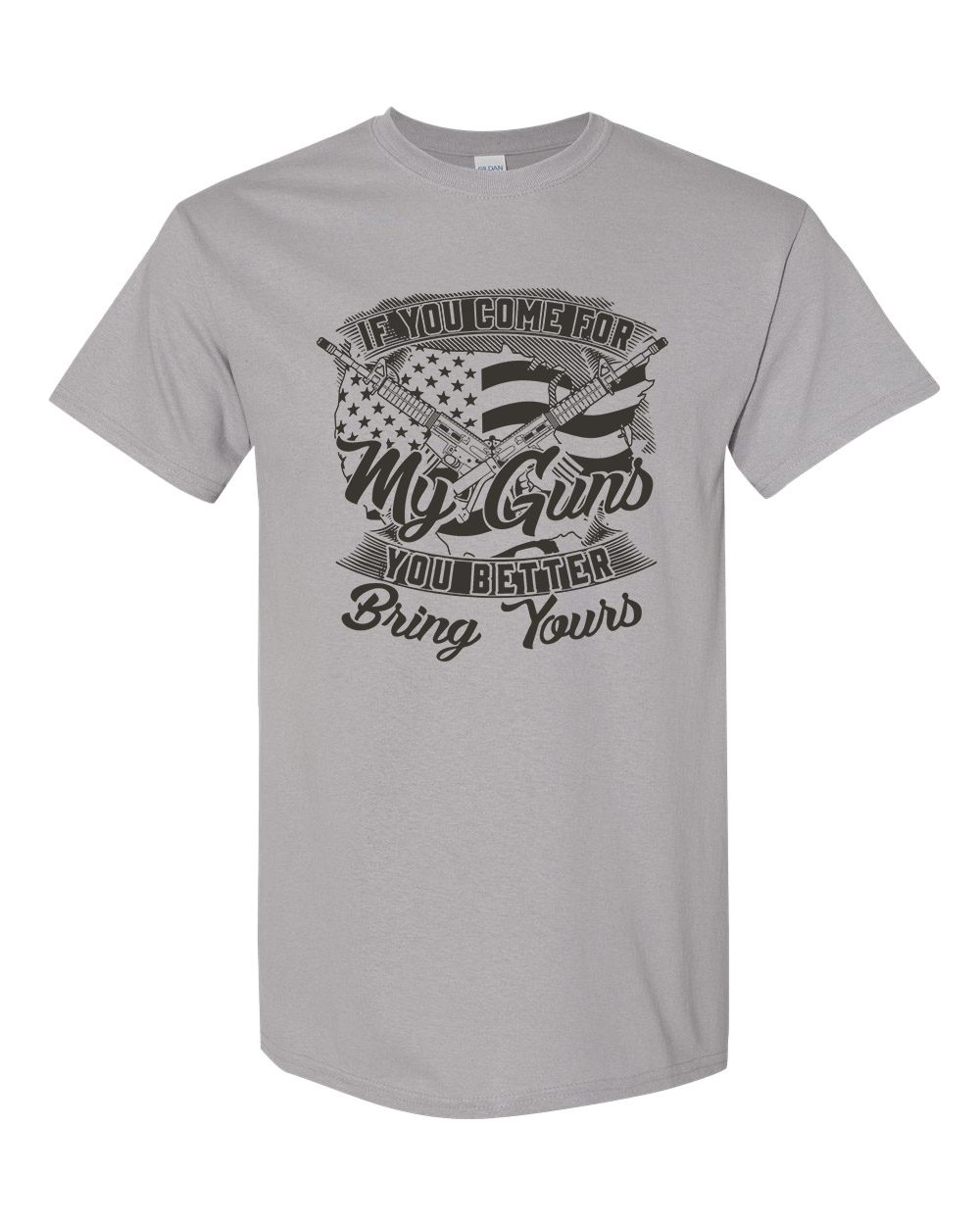 Second Amendment Defender Shirt with American flag and crossed rifles