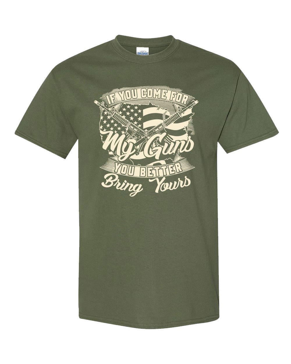 Second Amendment Defender Shirt with American flag and crossed rifles