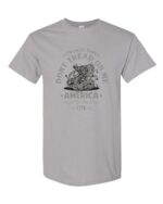 Don't Tread On Me T-Shirt with coiled rattlesnake and American flag background