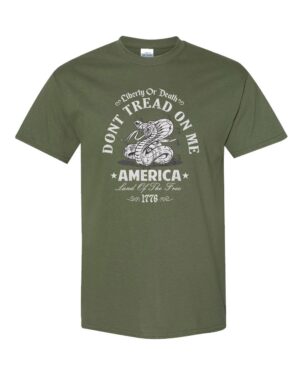America land of the free 1776 shirt with Don't Tread On Me rattlesnake design - revolutionary patriotic tee celebrating independence
