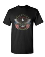 Military America T-shirt with bold eagle and American flag design