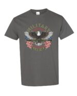 Military America T-shirt with bold eagle and American flag design