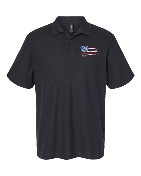 Distressed US Flag Polo Shirt - Patriotic American Flag Embroidered Polo