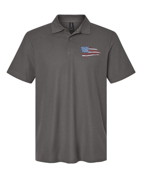 Distressed US Flag Polo Shirt - Patriotic American Flag Embroidered Polo