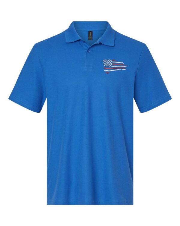 Distressed US Flag Polo Shirt - Patriotic American Flag Embroidered Polo