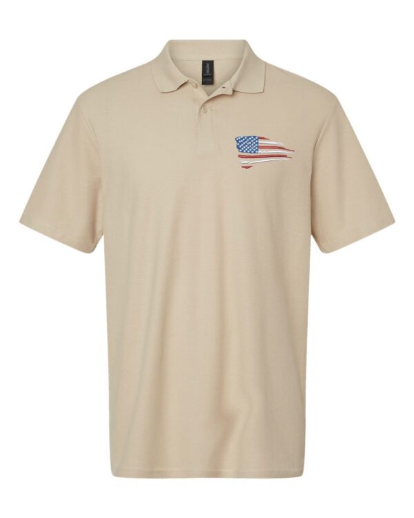 Distressed US Flag Polo Shirt - Patriotic American Flag Embroidered Polo