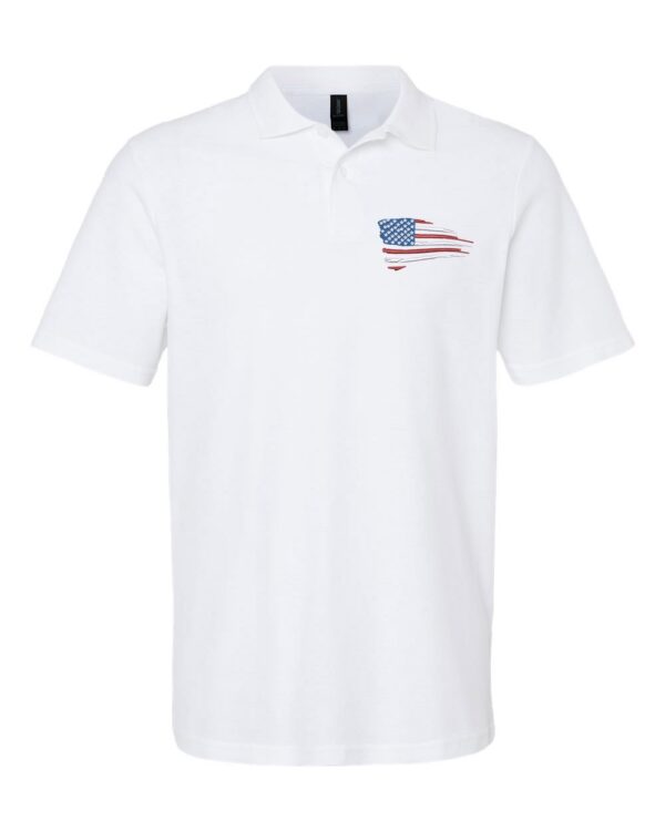 Distressed US Flag Polo Shirt - Patriotic American Flag Embroidered Polo