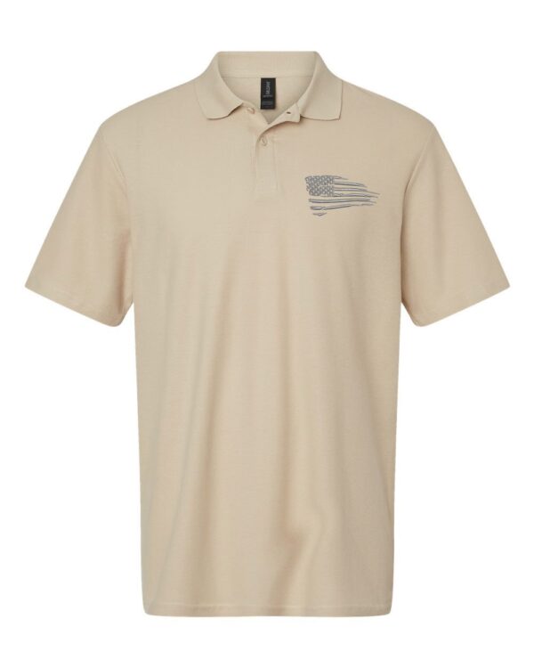 Distressed US Flag Polo Shirt - Patriotic American Flag Embroidered Polo