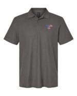Patriotic polo shirt featuring American Eagle design in USA flag colors - red white blue premium cotton patriotic apparel
