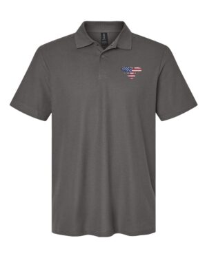 Patriotic polo shirt featuring American Eagle design in USA flag colors - red white blue premium cotton patriotic apparel