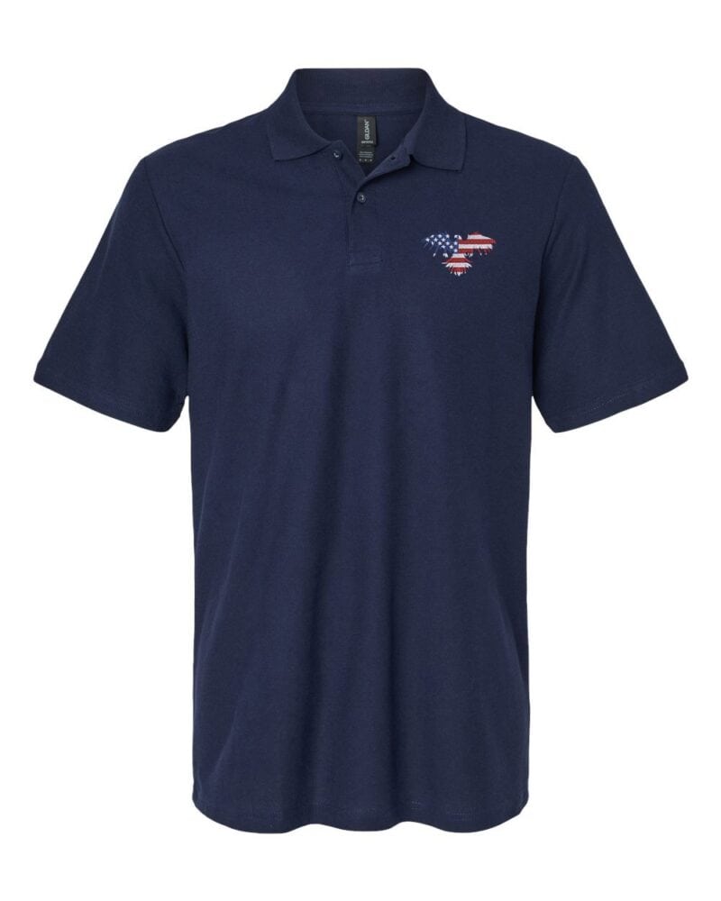 US Flag Colors American Eagle Polo Shirt - Patriotic Apparel