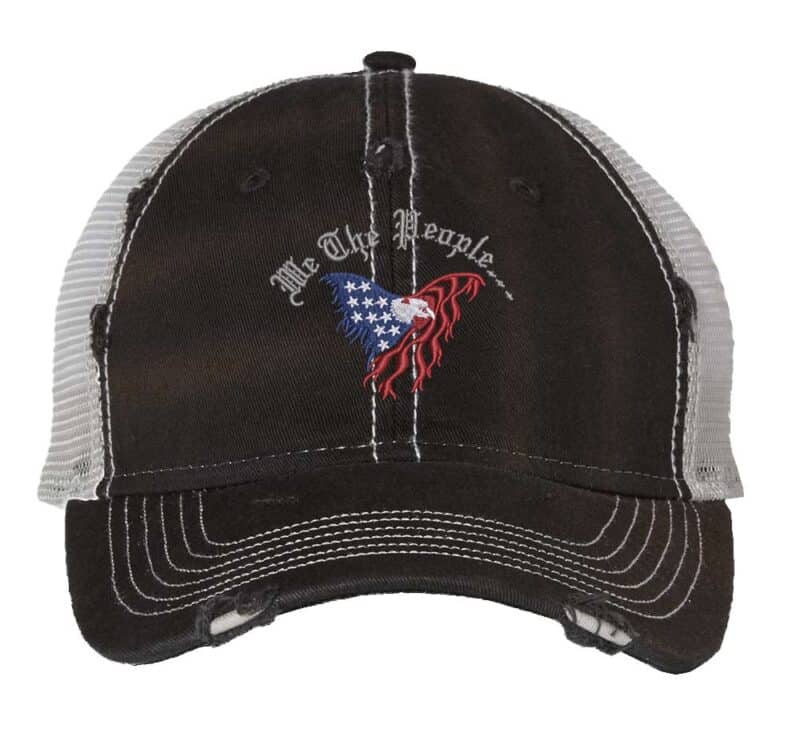 American Flag Eagle Distressed Trucker Hat - Patriotic We The People Cap