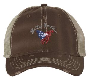 Constitutional eagle trucker hat with We The People embroidery - distressed patriotic cap with mesh back for constitutional advocates
