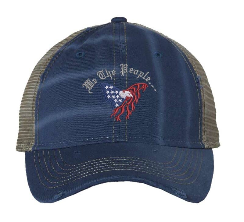 American Flag Eagle Distressed Trucker Hat - Patriotic We The People Cap