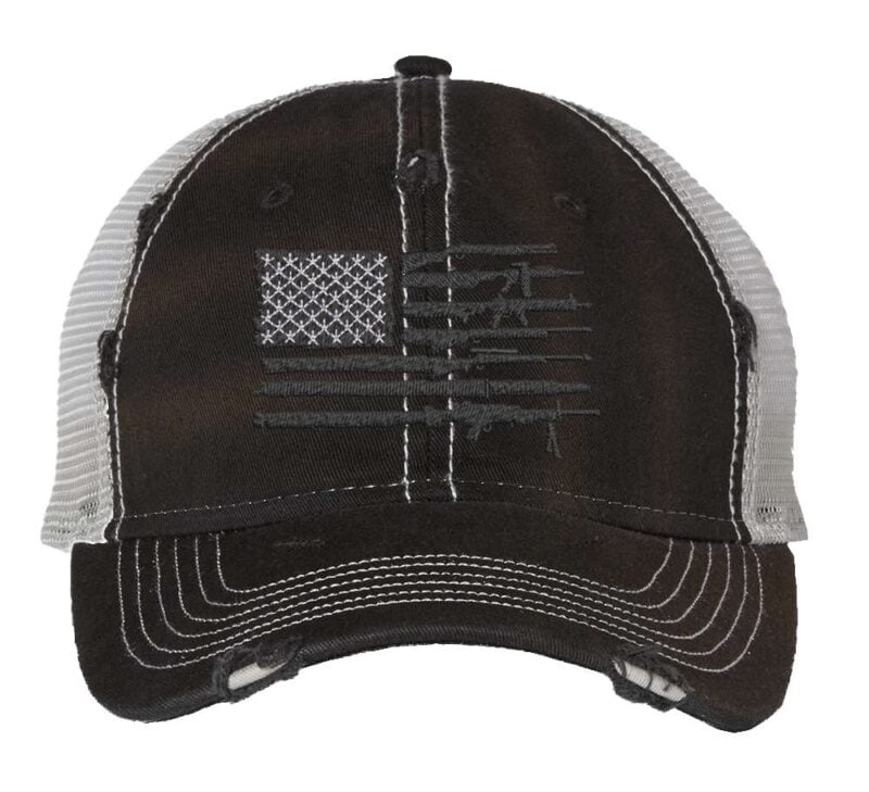 2nd Amendment Trucker Hat - Patriotic Rifle American Flag Cap
