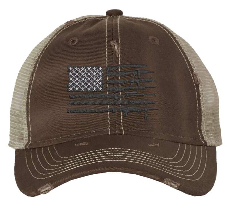 2nd Amendment Trucker Hat - Patriotic Rifle American Flag Cap