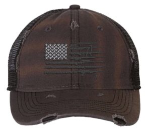 Black rifle flag hat with rifles forming American flag - 2nd Amendment tactical trucker cap with mesh back for gun rights supporters