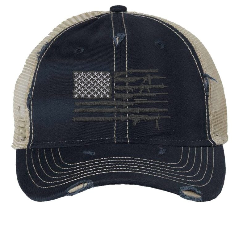 2nd Amendment Trucker Hat - Patriotic Rifle American Flag Cap