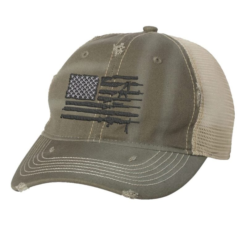 2nd Amendment Trucker Hat - Patriotic Rifle American Flag Cap