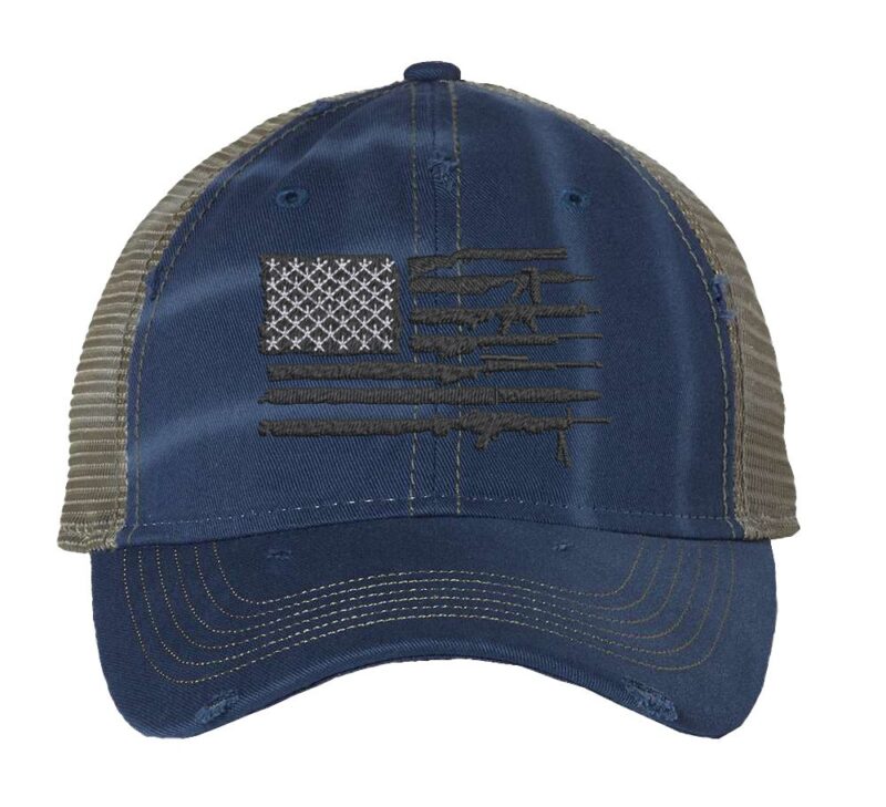2nd Amendment Trucker Hat - Patriotic Rifle American Flag Cap