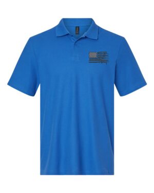 2nd Amendment polo shirt with rifle American flag embroidery - constitutional gun rights cotton polo for Second Amendment supporters