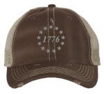 1776 Declaration of Independence Distressed Trucker Hat - Patriotic Embroidered Cap