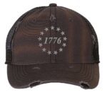 1776 Declaration of Independence Distressed Trucker Hat - Patriotic Embroidered Cap