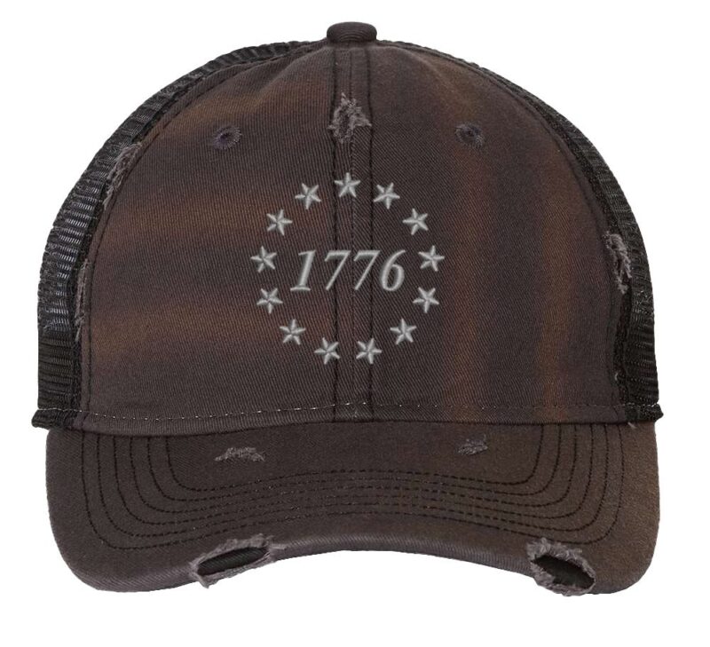 1776 Declaration of Independence Distressed Trucker Hat - Patriotic Embroidered Cap