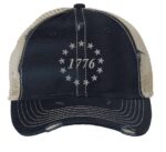 1776 Declaration of Independence Distressed Trucker Hat - Patriotic Embroidered Cap