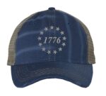 1776 Declaration of Independence Distressed Trucker Hat - Patriotic Embroidered Cap