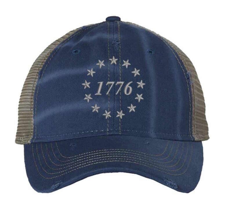 1776 Declaration of Independence Distressed Trucker Hat - Patriotic Embroidered Cap
