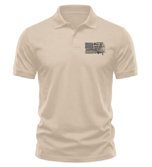 2nd Amendment Polo Shirt Rifle American Flag Embroidered Constitutional Cotton Polo