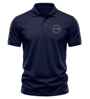 1776 Declaration Polo Shirt Patriotic Embroidered 13 Stars Independence Cotton Polo