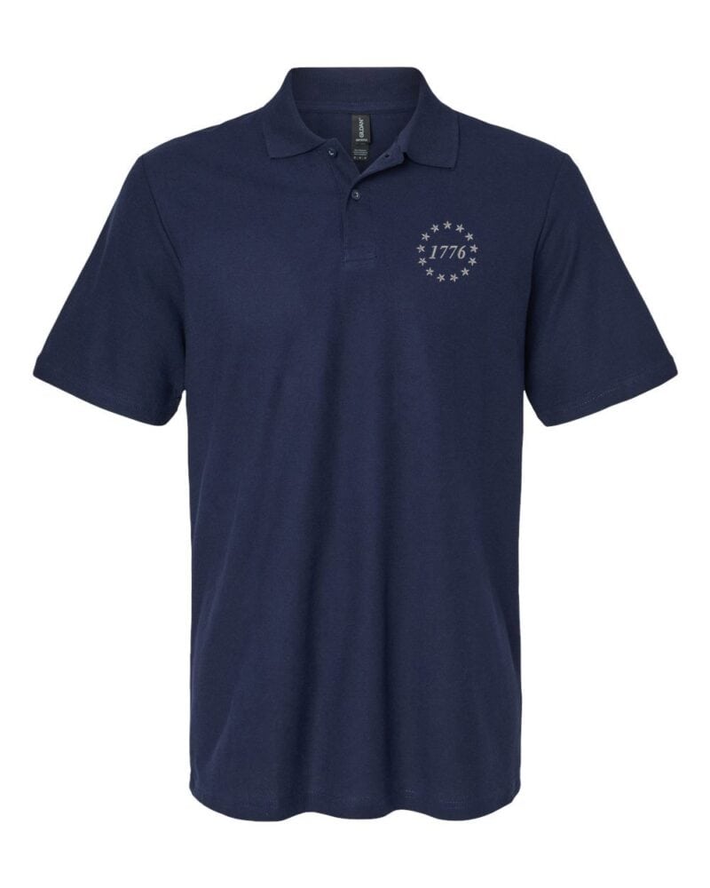 1776 Declaration polo shirt with embroidered 13 stars - patriotic cotton polo commemorating American independence and founding fathers