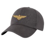 Navy Aviator Wings Baseball Cap - Embroidered Pilot Wings Military Hat with Optional Personalization