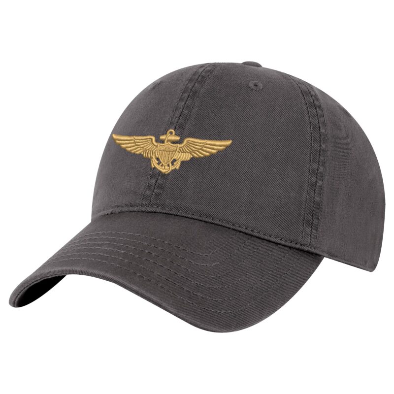 Navy Aviator Wings Baseball Cap - Embroidered Pilot Wings Military Hat with Optional Personalization