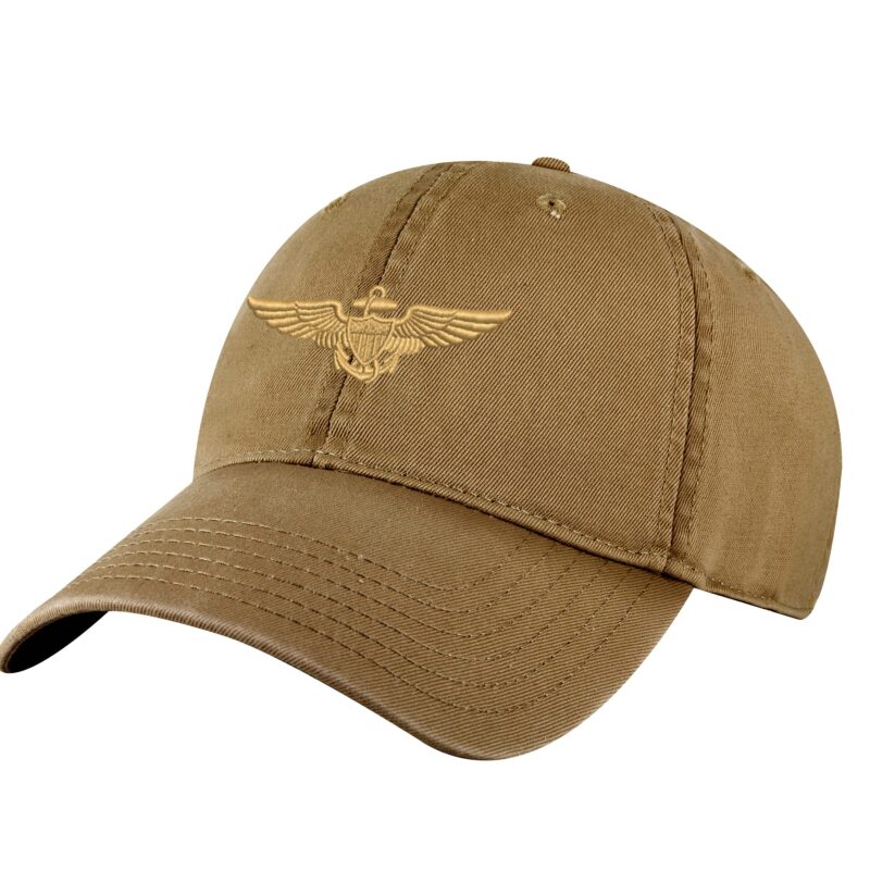 Navy Aviator Wings Baseball Cap - Embroidered Pilot Wings Military Hat with Optional Personalization