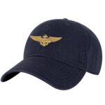 Navy Aviator Wings Baseball Cap - Embroidered Pilot Wings Military Hat with Optional Personalization