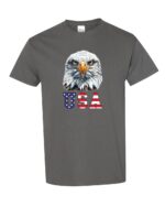 Bold Eagle USA Patriotic Graphic Tee featuring a detailed eagle and American flag design, made from 100% heavy cotton.