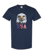 Bold Eagle USA Patriotic Graphic Tee featuring a detailed eagle and American flag design, made from 100% heavy cotton.