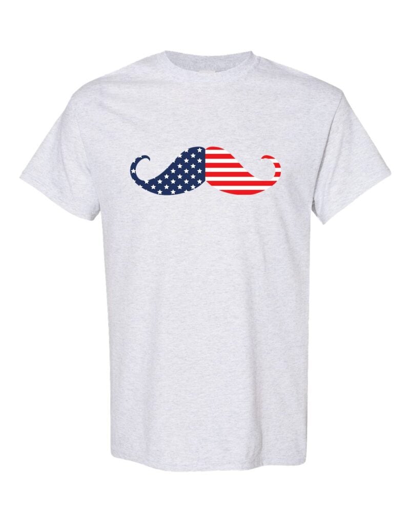 Funny patriotic t-shirt with mustache USA design from crazy patriotic shirts collection on premium cotton
