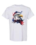 Bold Eagle With Abstract USA Flag Patriotic Graphic Tee featuring a striking eagle and abstract American flag design, made from 100% heavy cotton.
