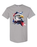 Bold Eagle With Abstract USA Flag Patriotic Graphic Tee featuring a striking eagle and abstract American flag design, made from 100% heavy cotton.