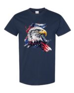 Bold Eagle With Abstract USA Flag Patriotic Graphic Tee featuring a striking eagle and abstract American flag design, made from 100% heavy cotton.