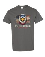 We The People America’s Saviors Patriotic Graphic T-Shirt with Bold Eagle and American Flag design for patriotic Americans.