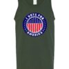 I Vote For America Graphic Tank Top featuring a bold patriotic design with red, white, and blue elements.